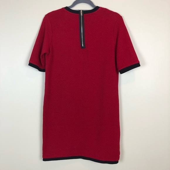 Zara Red Textured Knit Shift Dress - Picture 7 of 8